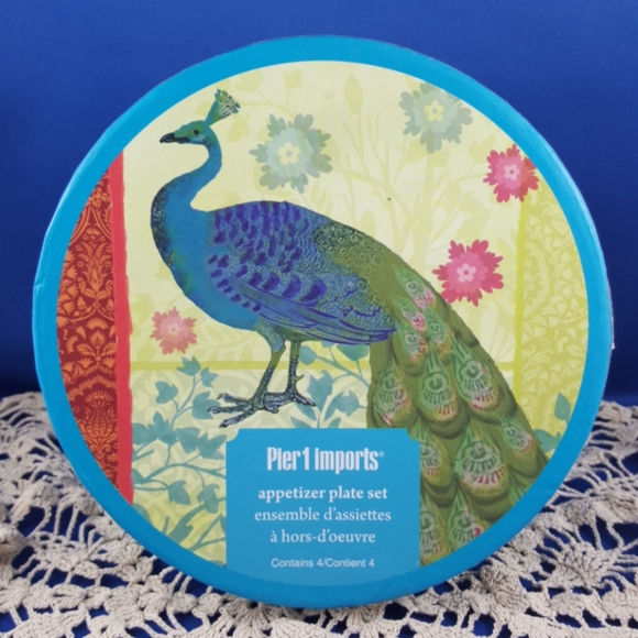 Peacocks 4 Appetizer Plates, Set in Box from PIER 1 - Picture 3 of 7